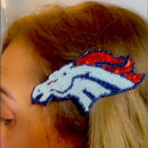 Denver Broncos beaded and sequined hair clip